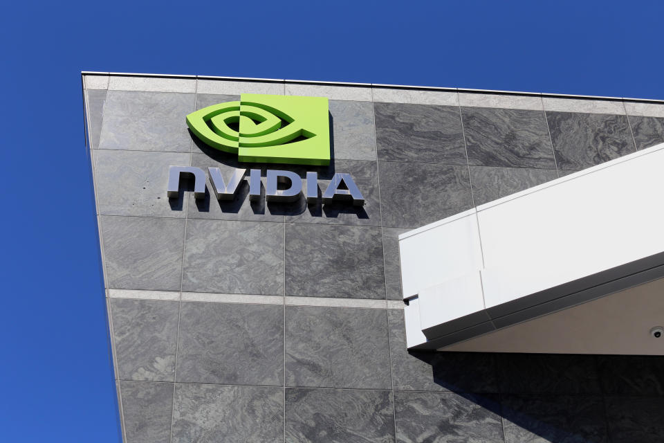 Santa Clara, CA, USA - March 18, 2014: Nvidia World Headquarters located in Santa Clara.  Nvidia is an American global technology company that specializes in the production of graphics processing units.